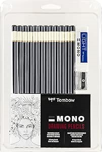 Amazon.com: Tombow 51523 MONO Drawing Pencil Set, Assorted Degrees, 12-Pack. Professional Quality Graphite Pencil Set with Eraser and Sharpener : Office Products