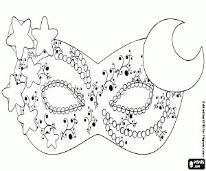 A mask with moon and stars coloring page printable game