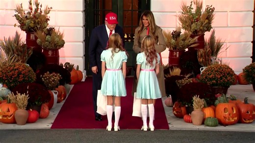 110K views · 2.4K reactions | President Donald Trump and first lady Melania Trump handed out candy to children dressed as cartoon characters, movie heroes, and even Trump himself during the White House Halloween celebration. | Reuters | Facebook