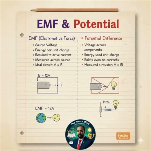 EMF and Potential #education #physics #electromotiveforce #potential @TheAwareMind90
