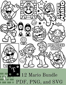 Mario PNG SVG Clipart, Super Mario Png, Mario Svg Pdf Png, Mario Kart Clipart, Princess Peach Png Svg Clipart, Luigi Svg, Bowser Svg Pdf Png - Etsy