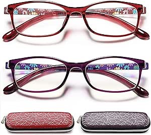 EYEURL Reading Glasses Womens Blue Light Blocking - 2 Pack Anti-blue Readers for Women UV Protection Eyeglass +2.0