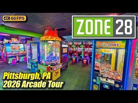 Zone 28 (Pittsburgh PA), January 2026 arcade tour, new 4K full walkthrough