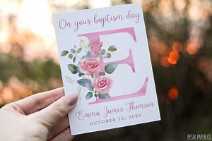 Personalized Baptism Card - on Your Baptism Day Card for Child, Personalized Baptism Card With Name and Date, Floral Baptism Card for Girl - Etsy