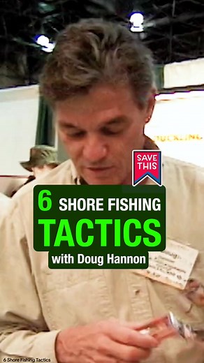 Doug Hannon explains his top shore fishing tips for small bodies of water. 1. Consider Wading 2. Back away from shore 3. Cast Underhanded 4. Use a Floater/Diver Crankbait 5. Fish Parallel to Shore 6. Wear Camouflaged Clothes Known as The Bass Professor, Doug Hannon (1947 – 2013) was a bass fishing guru who caught and released over eight hundred 10 pound largemouth bass in his lifetime, authored books, was a regular on ESPN Outdoors, and held 20 patents for numerous fishing tackle, lures and boat