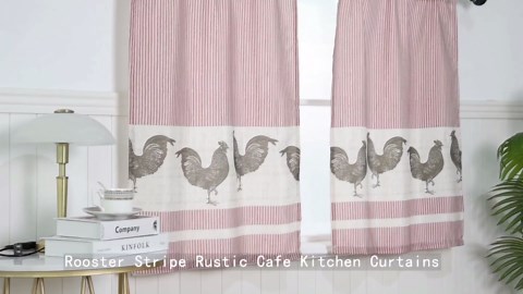 SXZJTEX Farmhouse Rooster Kitchen Boho Rustic Curtains Tier, Rod Pocket Panels for Living Room,Kitchen, Bathroom and Cafa, 27''W x 24'' L, 2 Panels,Gray