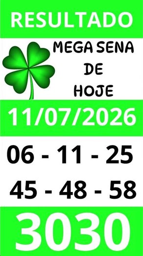 🟢 Saiu! Resultado da Mega-Sena 3030 de Hoje
