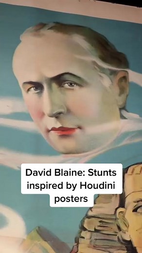 David Blaine shows off his poster collection and talks about the inspiration to some of his stunts 🤵🏻‍♂️#magic #houdini #davidblaine #stunt