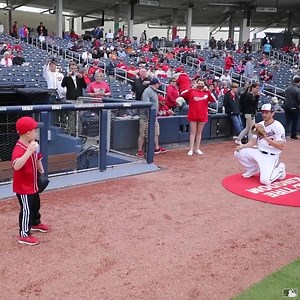 100K views · 2.8K reactions | Before throwing out the first pitch at today's Nationals game, Drew had a catch with one of his favorite players, Trea Turner. | MLB | Facebook