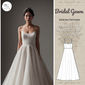 Bridal Gown Sewing Pattern: Maxi Circle Dress (A4 A0 XS-4XL) (PDF Pattern) - Etsy