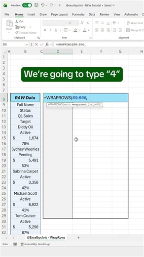 How to turn columns into tables using WrapRows in Excel! #excel #spreadsheet #exceltips