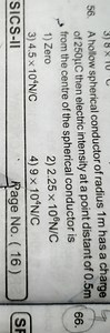 A hollow spherical conductor of radius 1 m has a charge of 250μ... | Filo