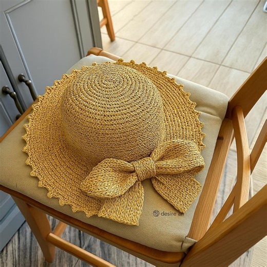 Crochet Raffia Sun Hat Pattern: Bow Detail, Wide Brim (PDF Pattern video) - Etsy