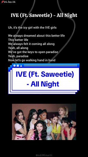 IVE (Ft.Saweetie) - All Night, Lyrics #easylyrics #dive #saweetie #lirik #ive #allnight