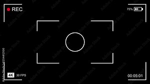 Camera recording screen overlay on transparent background. 4K Video