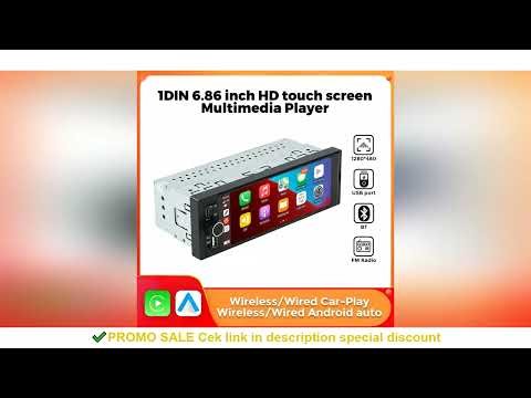 1Din Wireless CarPlay Android AUTO HD touch screen Universal 6.86'' Car Radio FM Stereo MP5 multimed