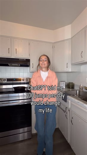 Katie | Mom Glow Up With ChatGPT on Instagram: "Here’s what’s changed after 89 days of 100 jumps: • I talk about it a lot, so I’m annoying in a new way • less bloating + looking a little snatched, not gonna lie • more energy • glowing skin • posture improved • calves are toned • habit momentum is real — starting with 100 jumps always sets me up for productivity • our downstairs neighbors hate me now (just kidding, I’m a quiet jumper) Follow along to see what else ChatGPT is making me do!"