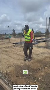 Application of Anti-termite Treatment During Foundation Works Follows the Procedure Below: •Ensure the required compaction for the soil is achieved (Generally 95%) •Perform anti-termite treatment. Spray chemical for anti-termite on soil to prevent termites in structure. (Efficacy is dependent on brand and methodology of application) •Cover the soil by Polythene Sheet (1000 gauge thickness preferred). Captured in the footage is an active site in Machakos🇰🇪 code named Project Black Swan We are a