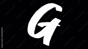 Hand drawn brush animation of letter G in 4K. Animated handwritten letter with smooth brush stroke, isolated on transparent background with alpha channel. Ideal for motion design