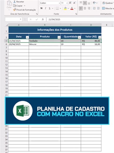 Planilha de cadastro com Macro no Excel #Excel #Planilhas #excelprimo