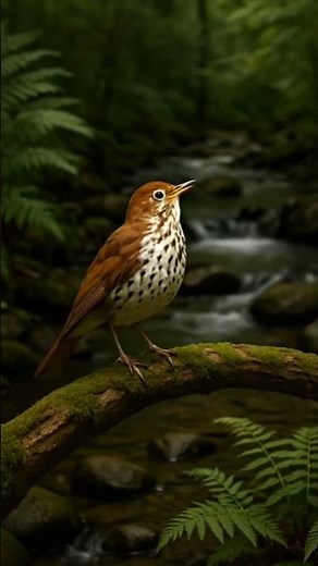 Wood Thrush Singing by Forest Stream | Relaxing Bird Song USA #birdsongs #birdshorts #relaxing #USA