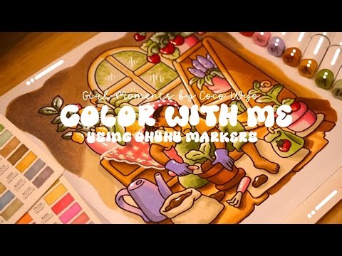 Color with me (ASMR) 🌱🪴 'Girl Moments Vol. 2' by Coco Wyo ✨ Ohuhu markers 🌱✏️ #adultcoloring #asmr