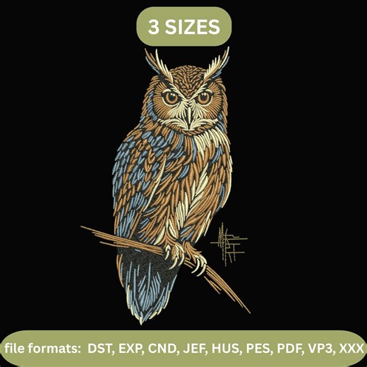 Realistic Owl Embroidery Design, Wildlife Bird Machine Embroidery Pattern, 3 Sizes, Instant Download. - Etsy