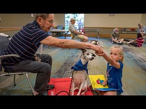 Watch kids read to dogs in Carmichael library