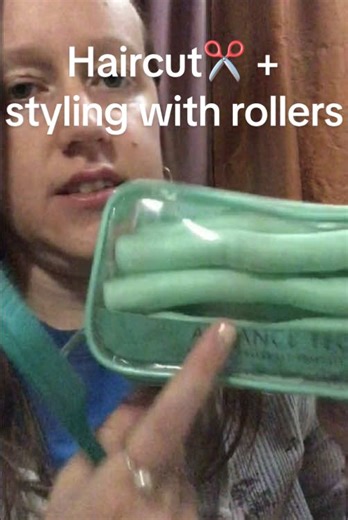 Asmr haircut & styling with rollers ✂️🩵✨ #asmrroleplay #asmrhairbrushing #asmrhairplay