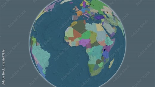 Ghana on the globe. Regional borders. Administrative map.