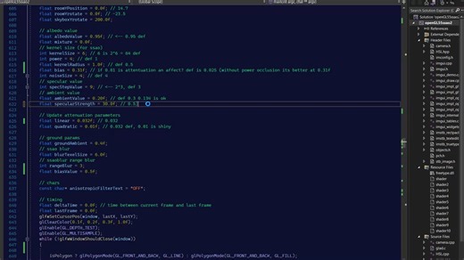 Screen space ambient occlusion example (SSAO) using OpenGL 4.5.0 core