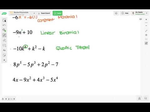 Naming Polynomials Review Examples