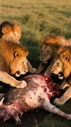 Teamwork Triumph: How Lion Prides Hunt Like Silent Assassins #shorts