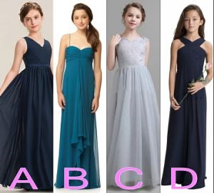 [Hot Item] Blue Silver Junior Bridesmaid Dresses Long Gilrs Stage Performance Gown Wedding Flower Girl Dress F13128