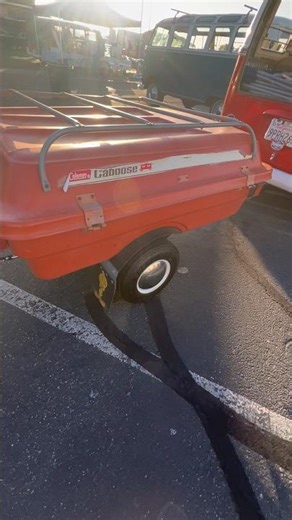 cool coleman caboose trailer towed by a VW BUS #vw #vwbus #splitbus #Octofest #vwkombi #coleman