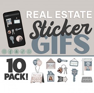 Real Estate Custom Animated Giphy Gif Stickers for Social Media Stories - 10 Pack for Realtors - Etsy UK