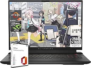 Alienware 2024 Newest M18 Gaming Laptop, 18" WQXGA 165Hz Display, AMD Ryzen 9-7845HX, NVIDIA GeForce RTX 4070, 32GB DDR5, 1TB SSD, Wi-Fi 6, Windows 11 Pro, with Microsoft Office Lifetime License