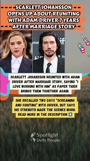 🎬 Scarlett Johansson & Adam Driver Reunite After Marriage Story 👀 #shorts