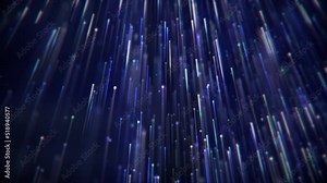 A stream of flowing blue digital fiber optic light data node particles. Communication and connectivity concept. Full HD and looping technology motion background animation.