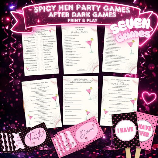 Dirty Party Games for Bachelorette | Spicy Hen Night Games Bundle | Printable Fun Games | Truth or Dare Game | Never Have I Ever - Etsy