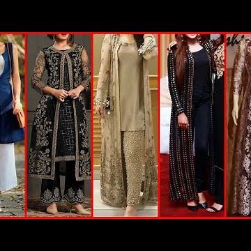 Net Shrug Ideas With Plain Suit | Beautiful Long Shrug Design | Fashion Perfection