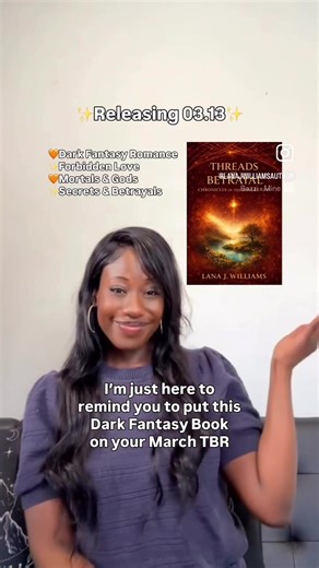 📖 : Threads of Betrayal 🧡 Chronicles of the Sovereigns Book 3 ✨ Releasing 03.13 What to expect: 🧡 Dark Fantasy Romance ✨ Forbidden Love 🧡 Mortals & Gods ✨ Secrets & Betrayals Book One is Threads of Fate. This is a continuing series so read books one and two now! They are available in paperback, hardcover and on KU 🫶🏿 #romantasyreaders #darkromantasy #romantasytok