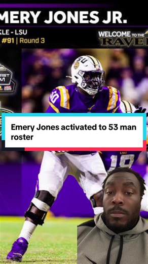 With Tavius Robinson going to IR, Emery Jones was activated to the 53 man roster today. Could we see him in the lineup in the next few weeks? #baltimoreravens #lamarjackson #fyp #emeryjones