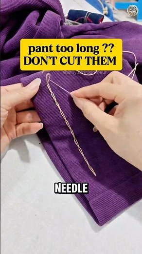 How to Hem Pants Without Cutting – Invisible Stitch for a Clean Look ! #shorts #sewing #clothes