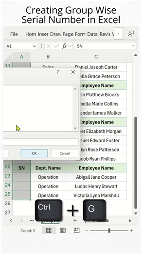How to Create Group Wise Serial Number in Excel #excel