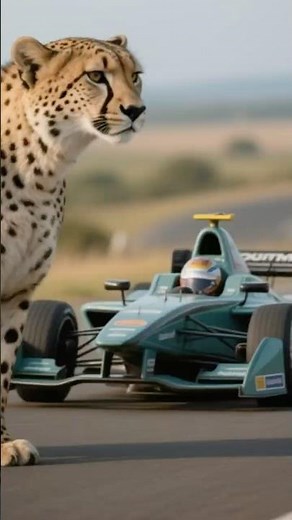 Cheetah vs Formula E Car Showdown – Wild Animal vs High-Tech Race Car!