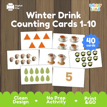 Winter Drink Counting Cards 1-10 | Number Match Game & Math Center