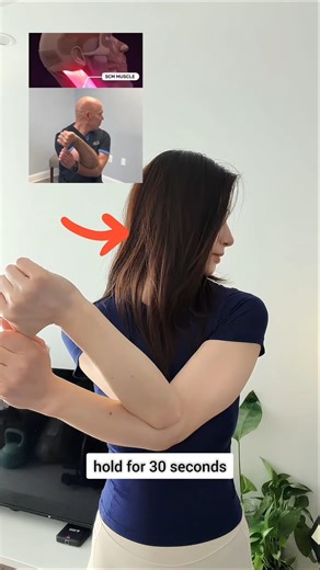 Reduce neck pain quickly—hold this stretch for 30 seconds & relax tight muscles #fitness #stretch