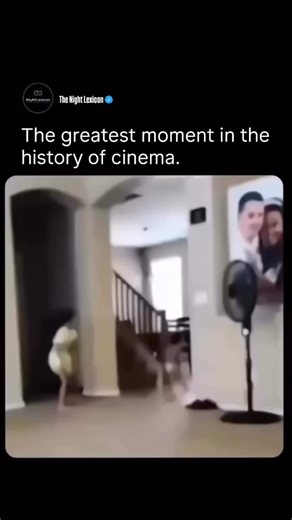 The Night Lexicon on Instagram: "A toddler sprints dramatically out of a hallway, full of determination and energy, as if making a grand entrance in an epic film. The timing, the seriousness on the child's face, and the suddenness of the run give the scene an unintentionally cinematic flair, making it feel like a perfectly framed movie moment. Combined with the caption calling it "the greatest moment in the history of cinema," the clip becomes hilariously exaggerated, turning a simple home video