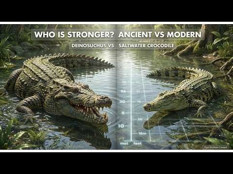 Deinosuchus vs Saltwater Crocodile | Ancient vs Modern Crocodile Strength #animalcomparison